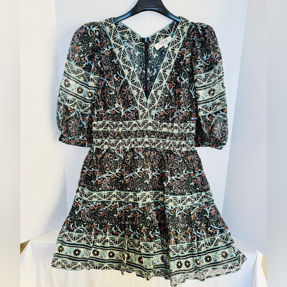 SEA New York 3/4 sleeve Patterned Mini Dress